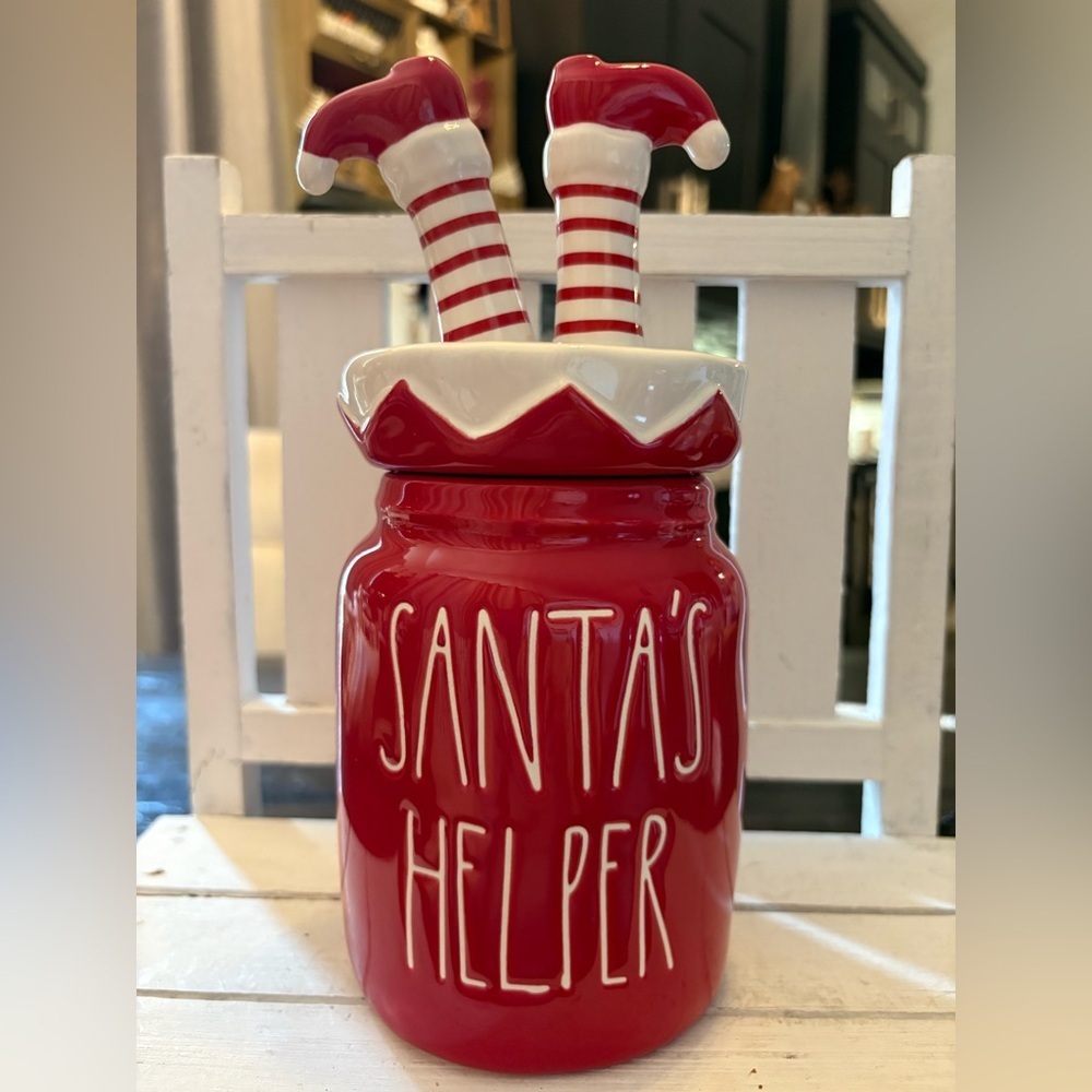 Rae Dunn Red Santa's Helper Baby Canister